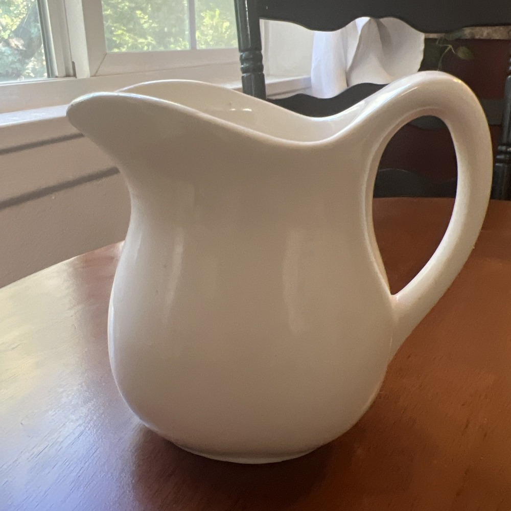 Vintage Cream Ceramic Pitcher Made In USA 4.5" Tall X 4" Wide